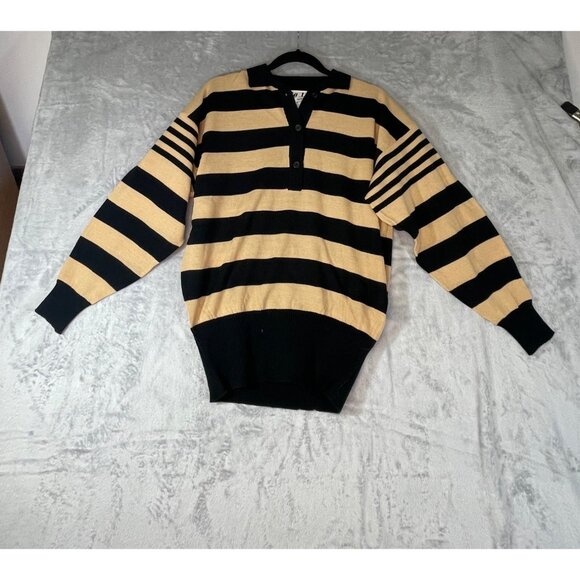 Via L.A Women's Size medium Sweater striped tan and black - Picture 5 of 16